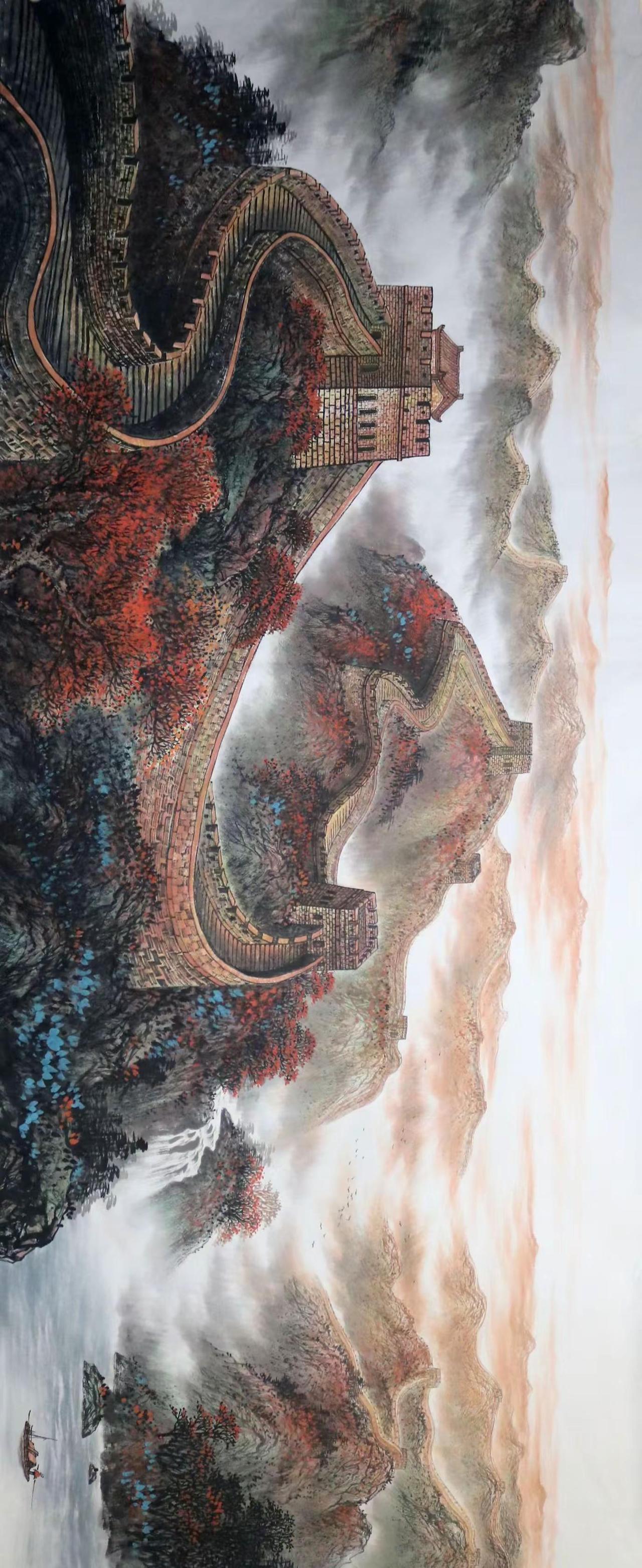 长城鸿运。八尺长城谁说国画不创作者中心创作灵感作品长城国画