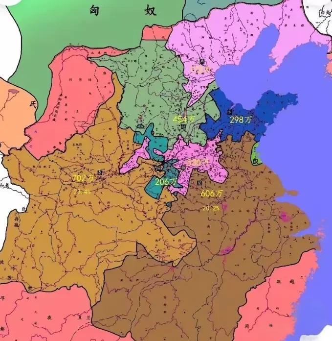公元前255年，天下大势仍不明朗！秦国702万，楚国606万，赵国454万，韩