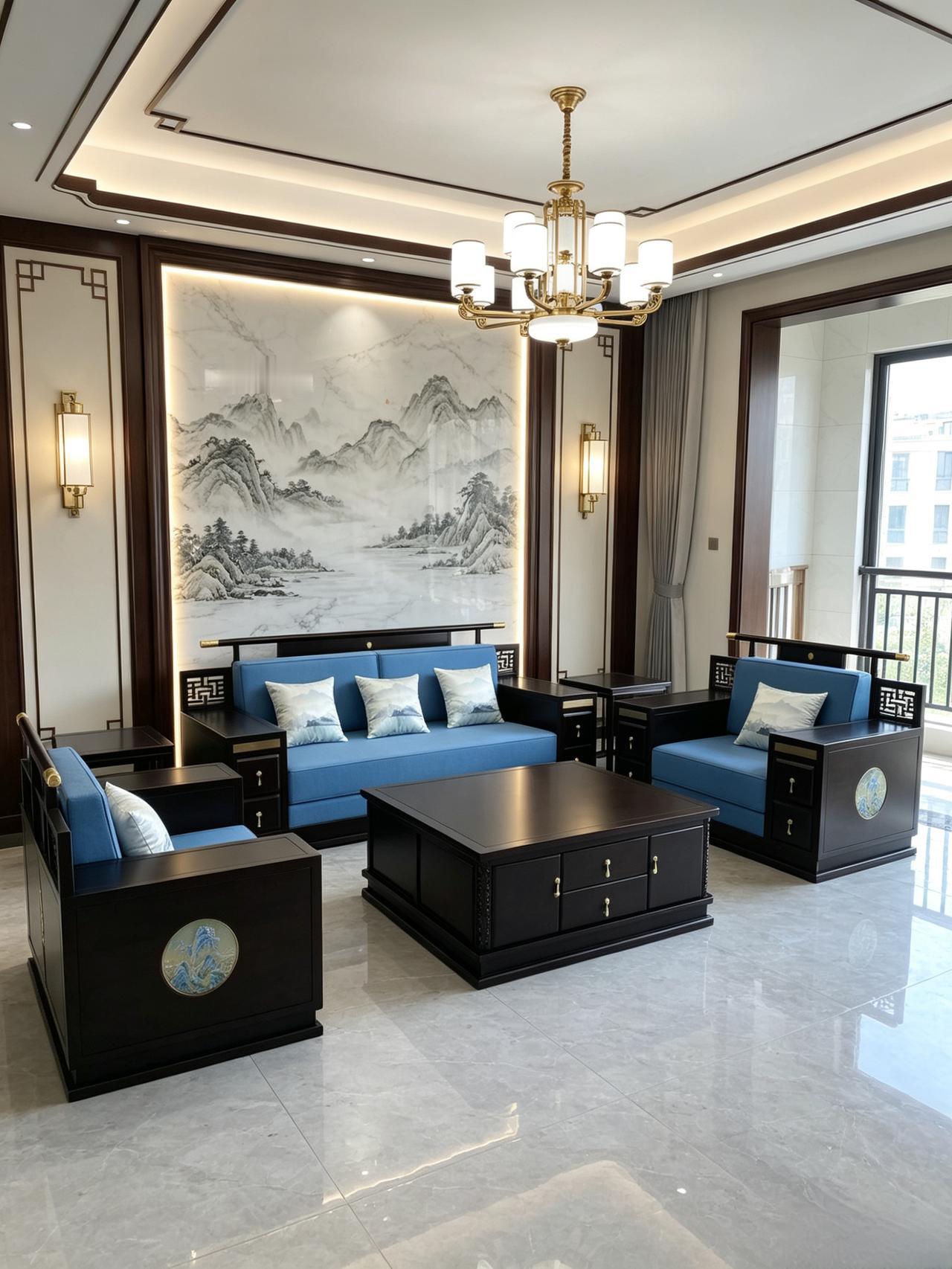 新中式家具新中式风格沙发全屋定制家具客厅搭配中式美学