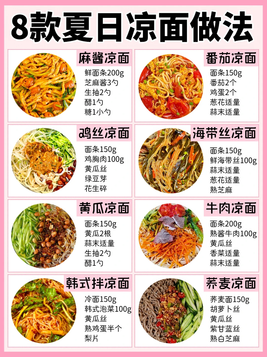 🔥8款夏日凉面做法‼️低卡好吃✅附教程㊙️