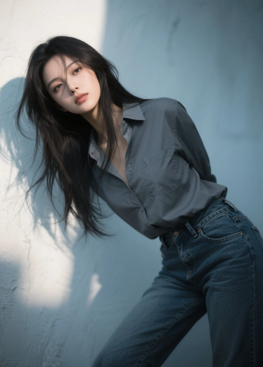 镜头从下往上推，她的脸逐渐进入画面——心跳，也跟着上升