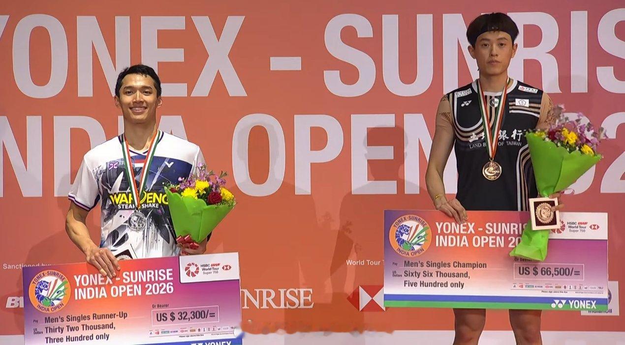 国羽两冠🏆一亚🥈收官印度羽毛球公开赛梁王组合印度赛夺冠圣坛组合2026年第二