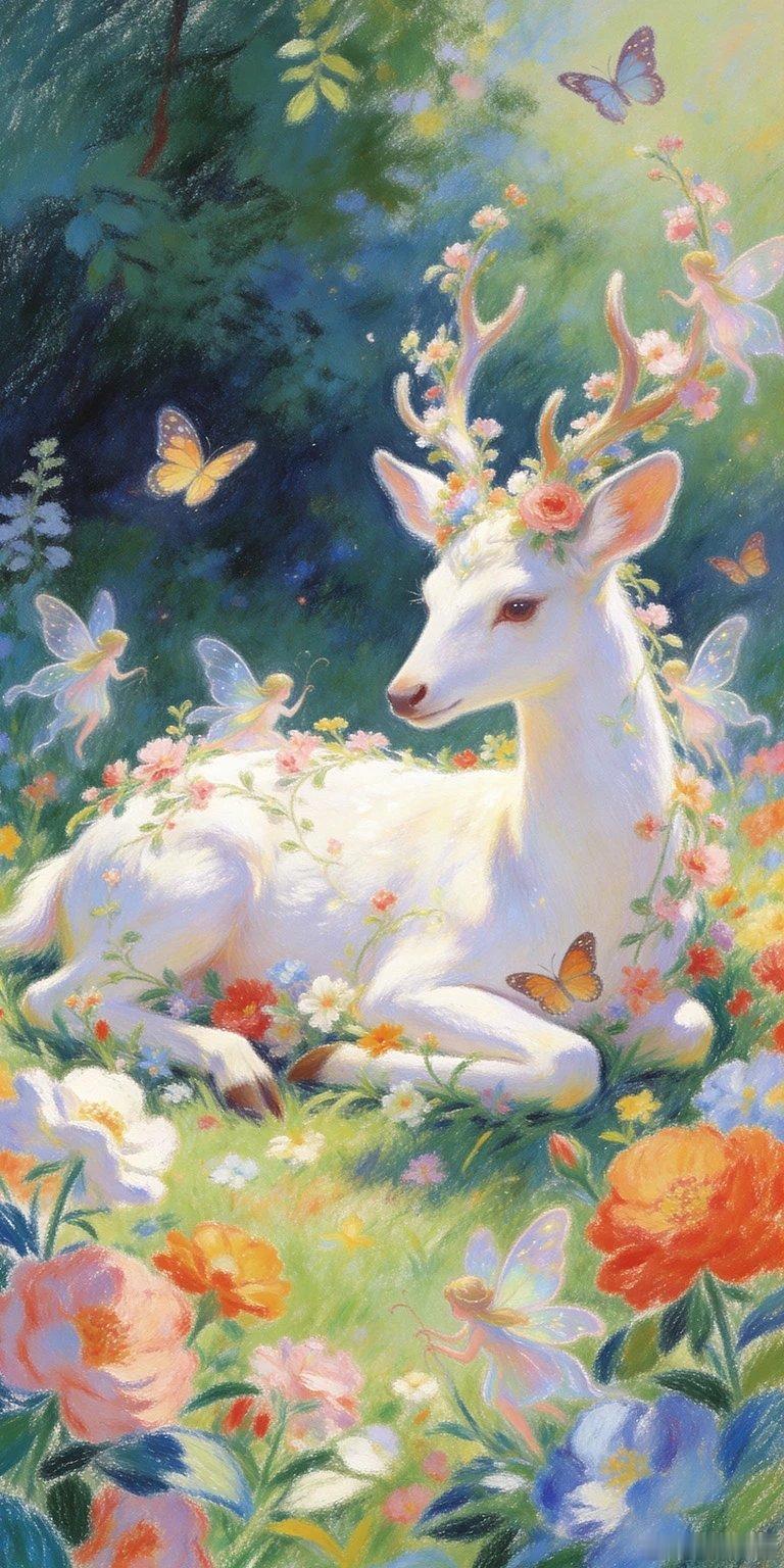 梦幻之境祥瑞灵鹿精灵壁纸