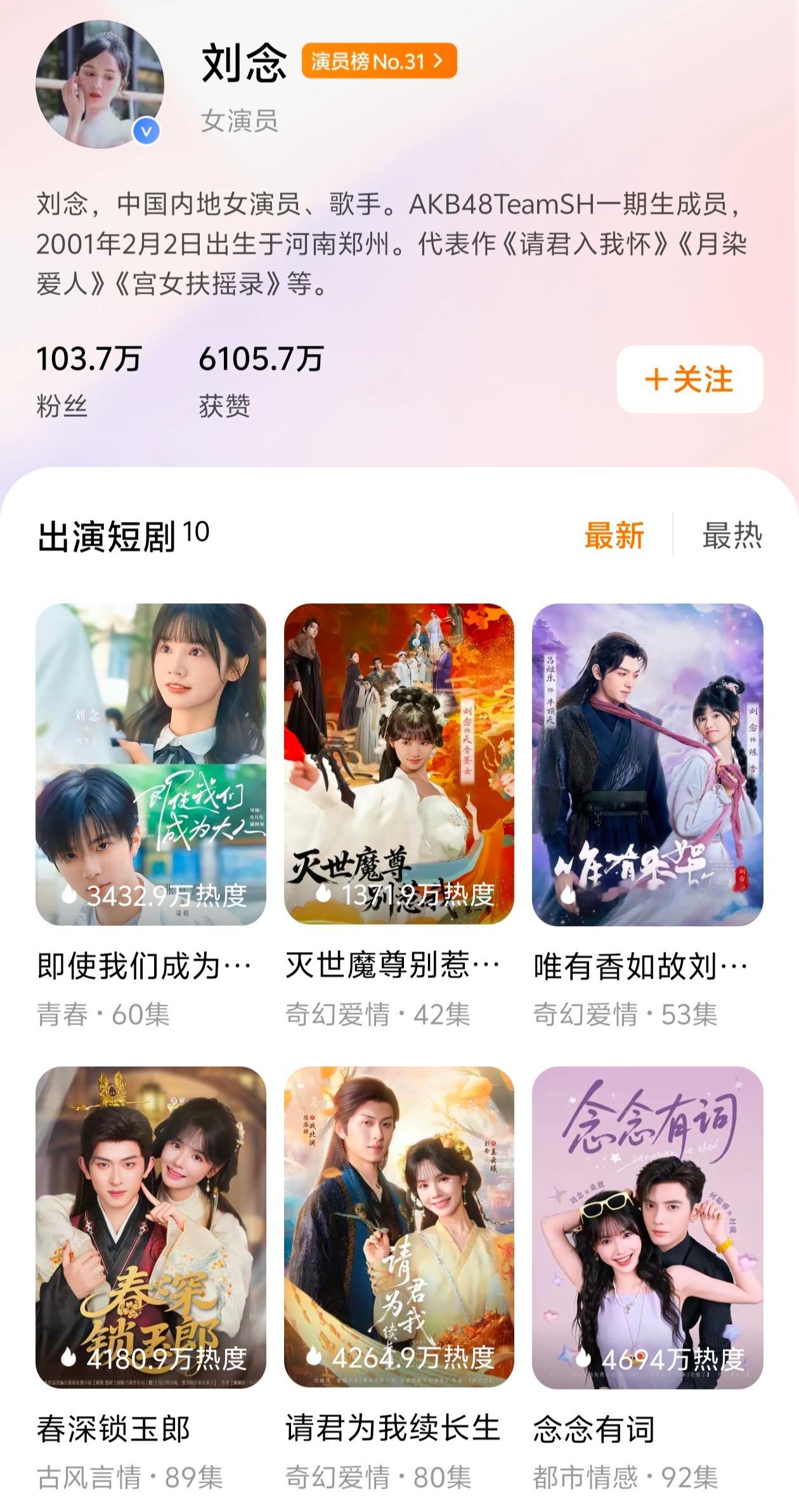 刘念红果竖短这么少，马秋元韩雨彤也不多，这里面没想到短剧数量最多的是岳雨婷