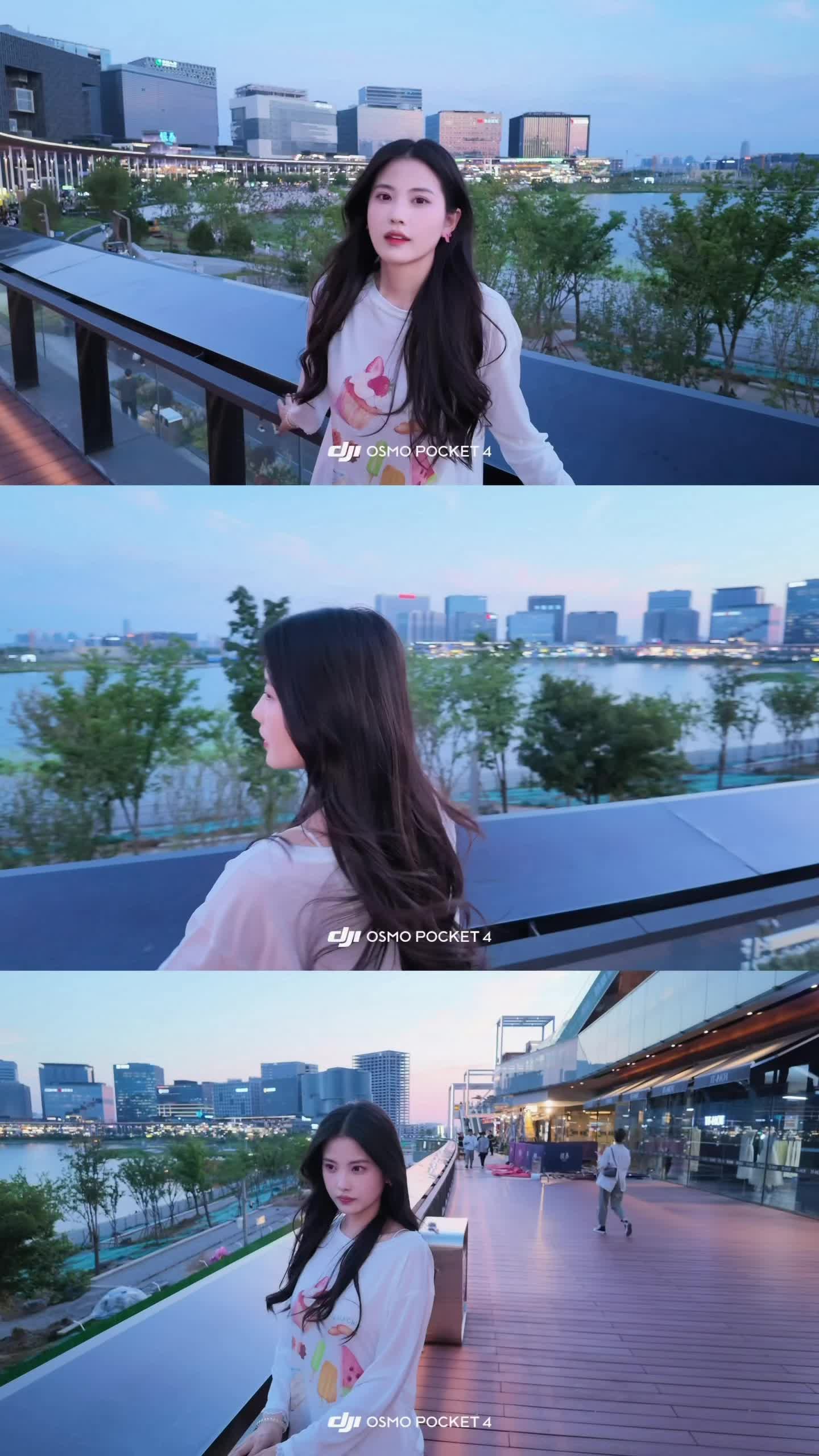 谁懂大疆 Pocket 4！ 蓝调夜景人像太绝了，美颜效果自然高级，画...