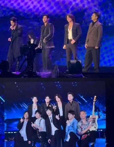 F4合体:在五月天演唱会上难得看到言承旭、周渝民、吴建豪、朱孝天合体了！
