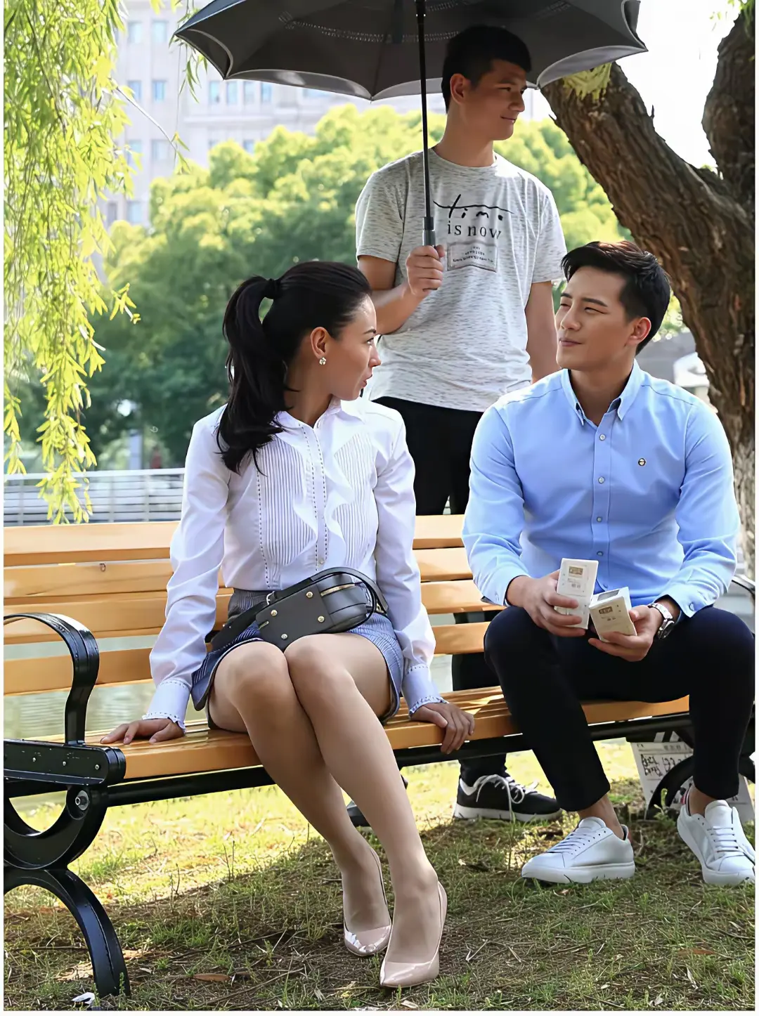 张柏芝，这衬衣搞的太严实了，拘谨，没有松弛感。