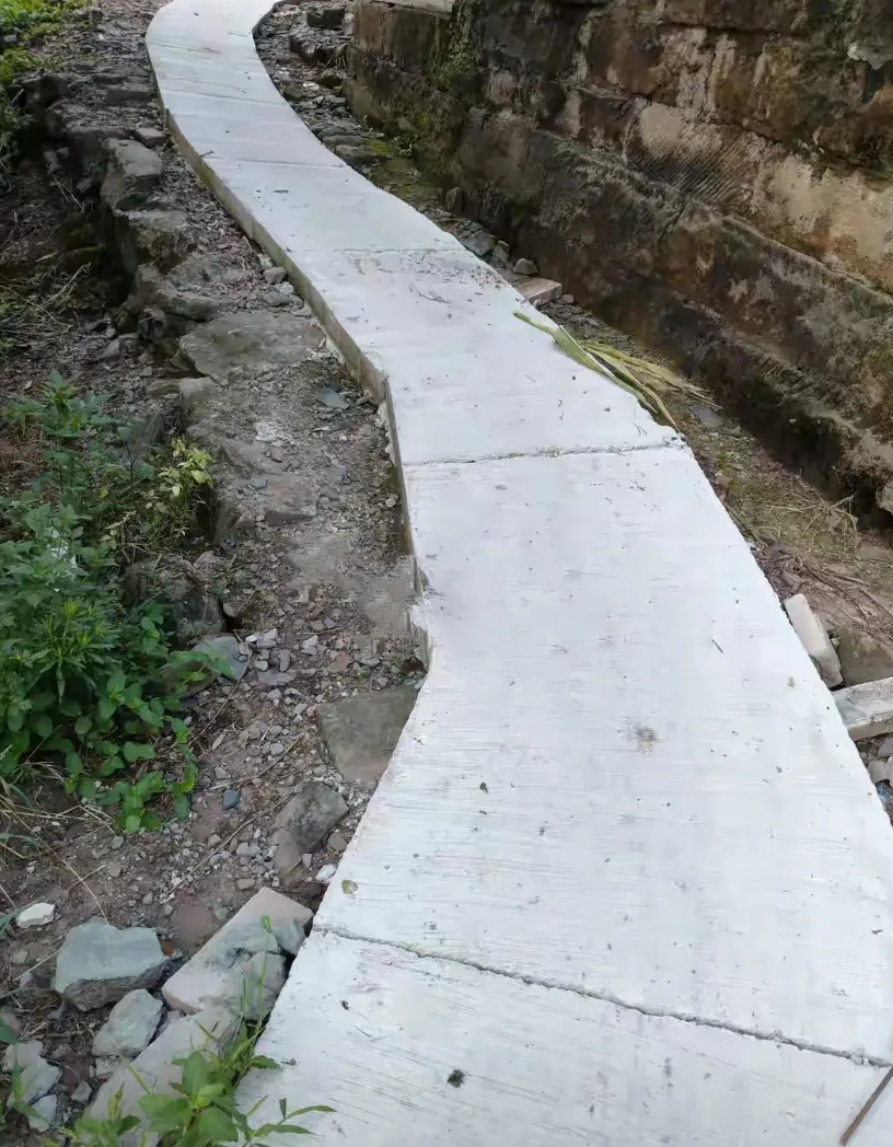 80厘米宽的水泥路，村长家的狗又发财了！近日四川内江一条村路火了，这条原本宽度