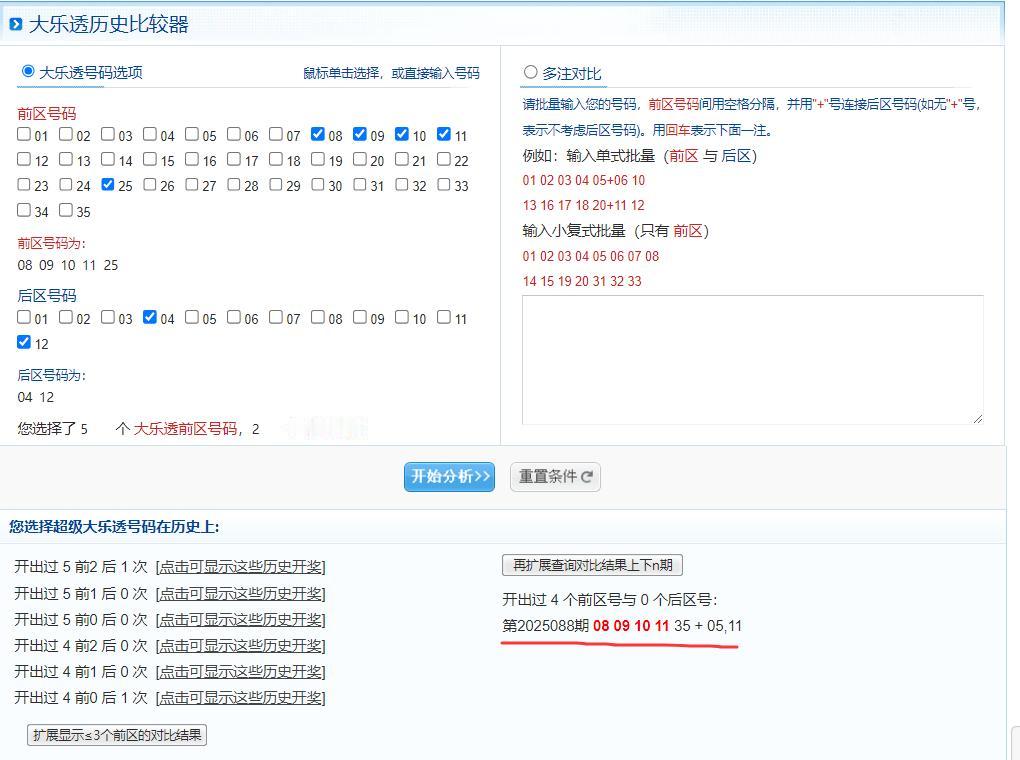 大乐透08091011去年088期刚开出过距今刚一年时间，当期号码080