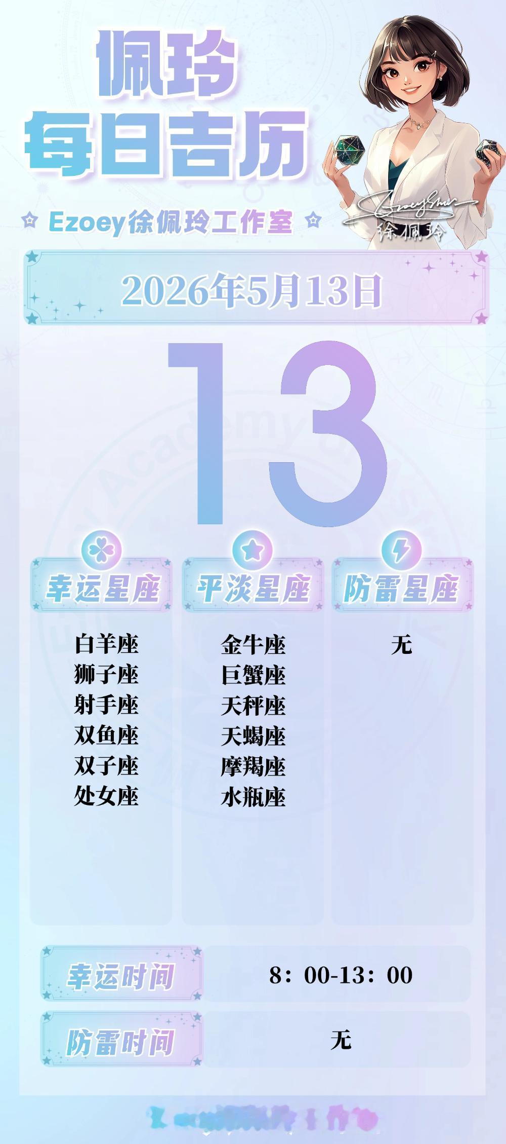 【5.13日播报】高效冲刺日幸运星星：白羊座、狮子座、射手座双鱼座、双子座、