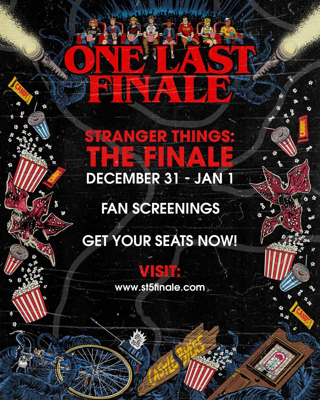 Netflix宣布《怪奇物语》系列大结局将在美国和加拿大的500多家影院上映，