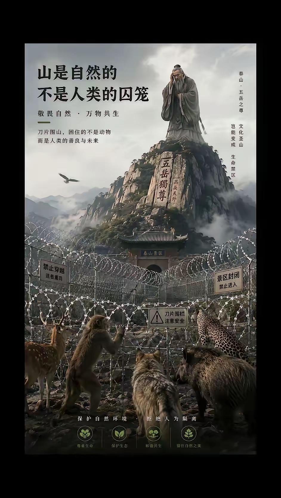 全国自然景点设置围挡隔离最近热议：泰山设置135公里滚筒式刀片刺绳镀锌隔离