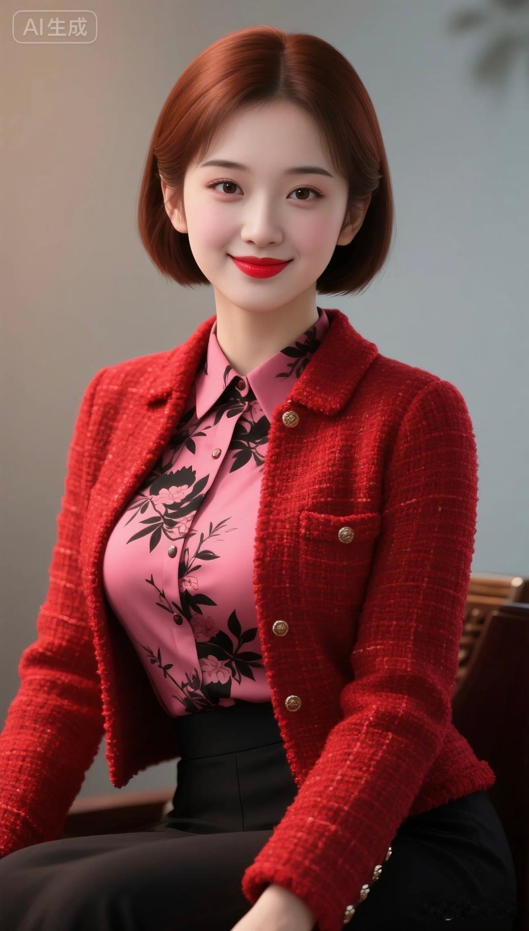 优雅红衣少女，绽放职场魅力！🌸💄