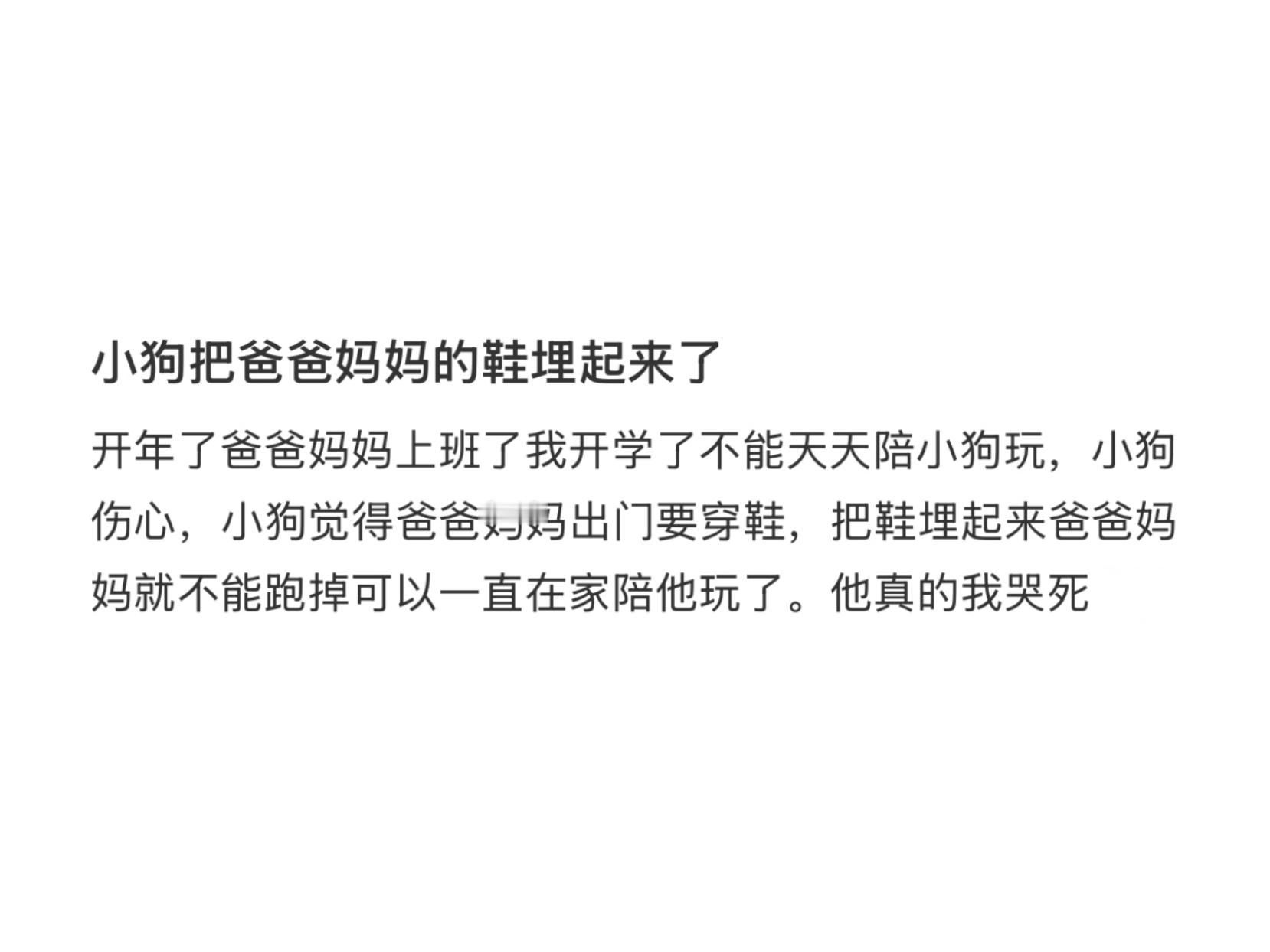 小狗觉得鞋子是带走爸爸妈妈的罪魁祸首，所以把鞋子藏起来了