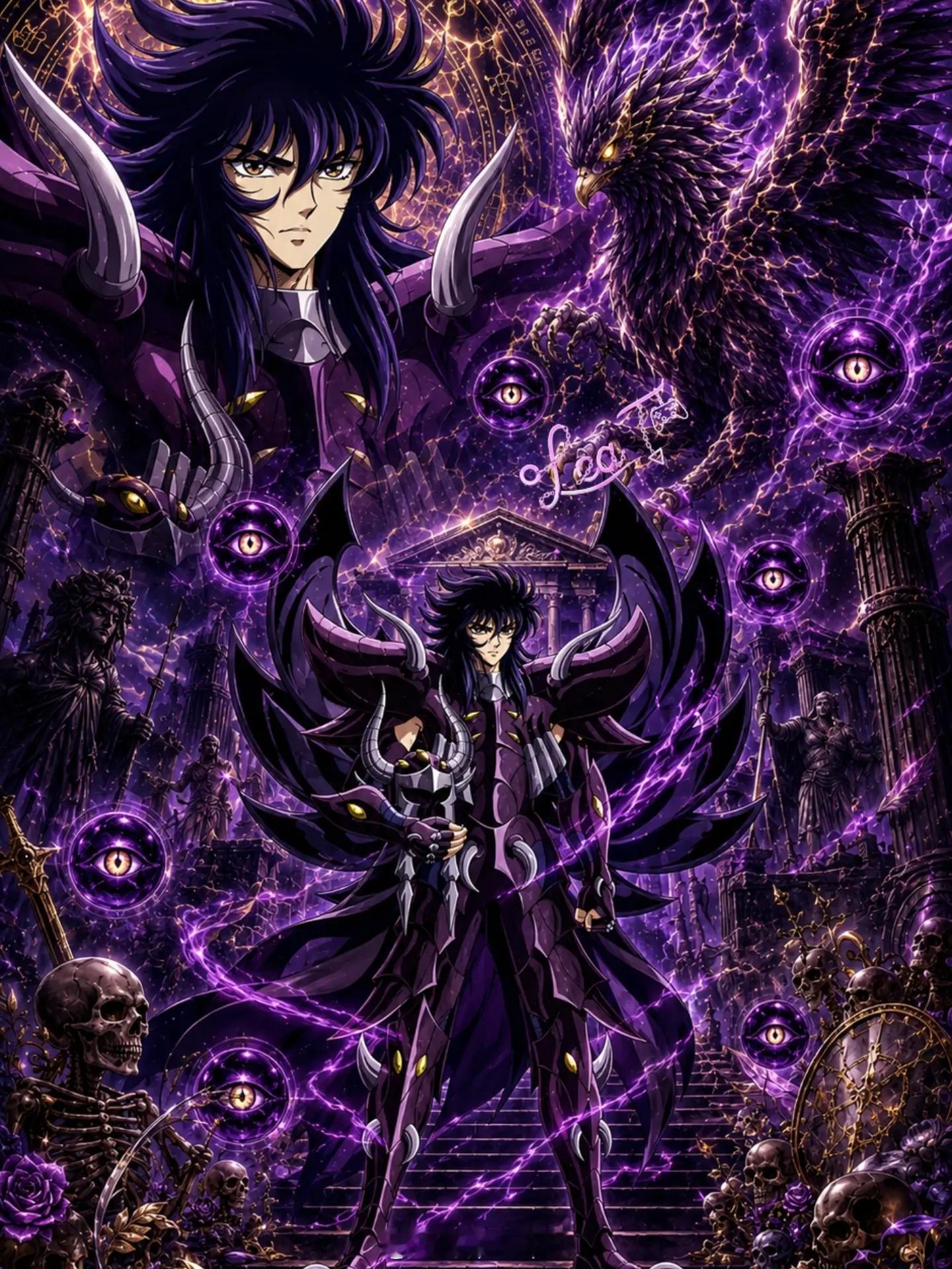 圣斗士星矢冥王军团单人概念壁纸！哈迪斯的麾下穿行于冥土，起于黄泉，归于永夜，冥