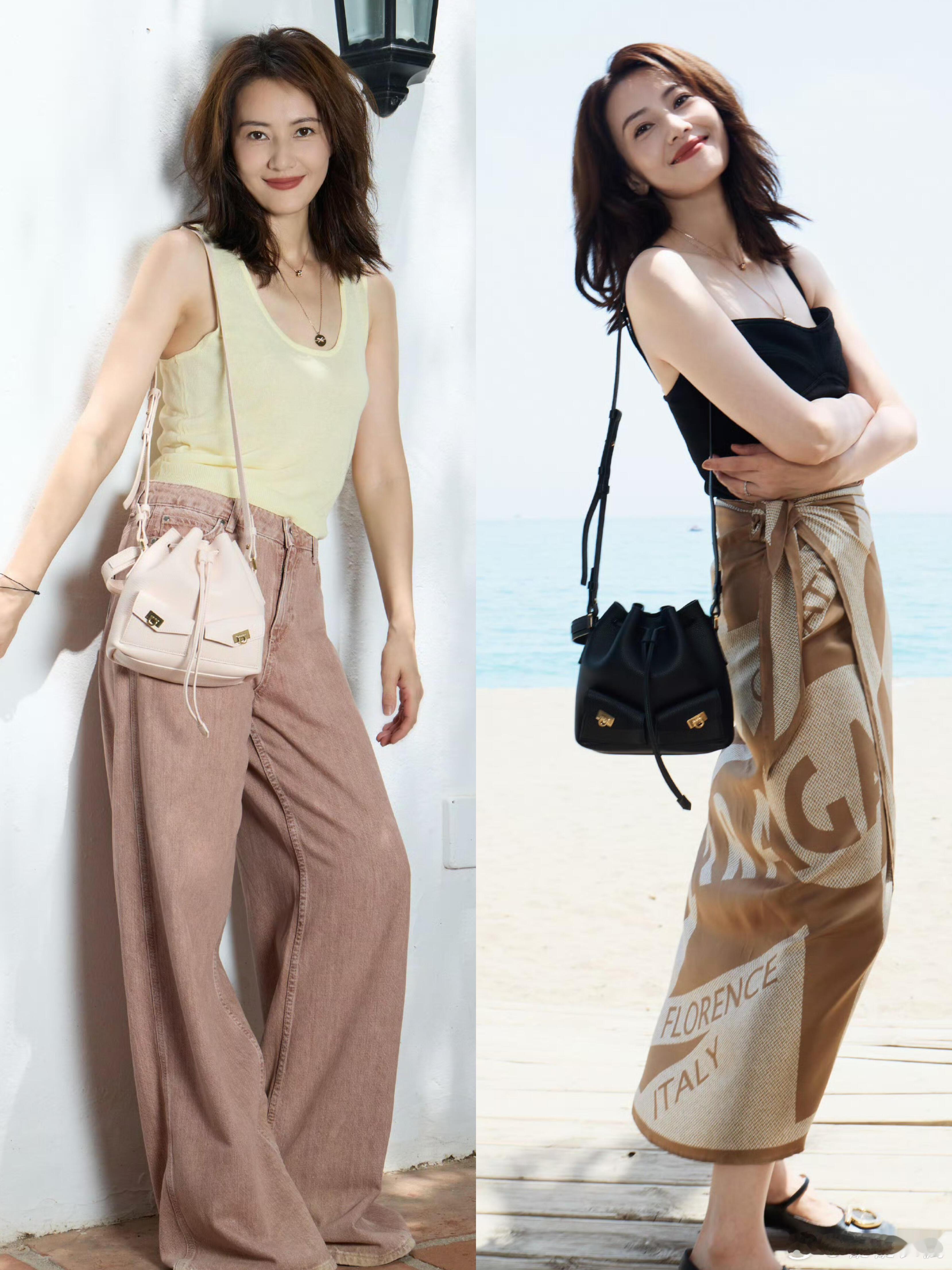 高圆圆夏日私服穿搭，永远的文艺女神，她穿搭风格，令人感觉非常舒适亲和接地气～