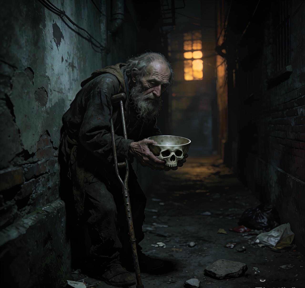 很久以前，有一个很奇怪的乞丐，穿芒鞋，着缁衣，拄着一根拐杖，手里捧着一个钵盂，这