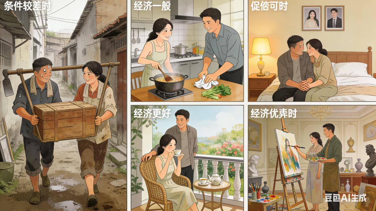 男人经济条件，决定你娶什么样的媳妇“1. 条件差，娶愿意共奋斗的2. 