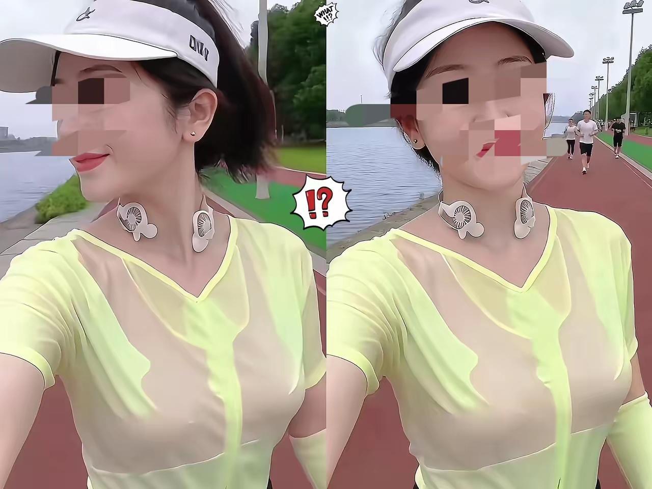 上海黄浦江边，林女士晨跑被拍视频传上网，就因为她没穿运动内衣。被​邻居拍视