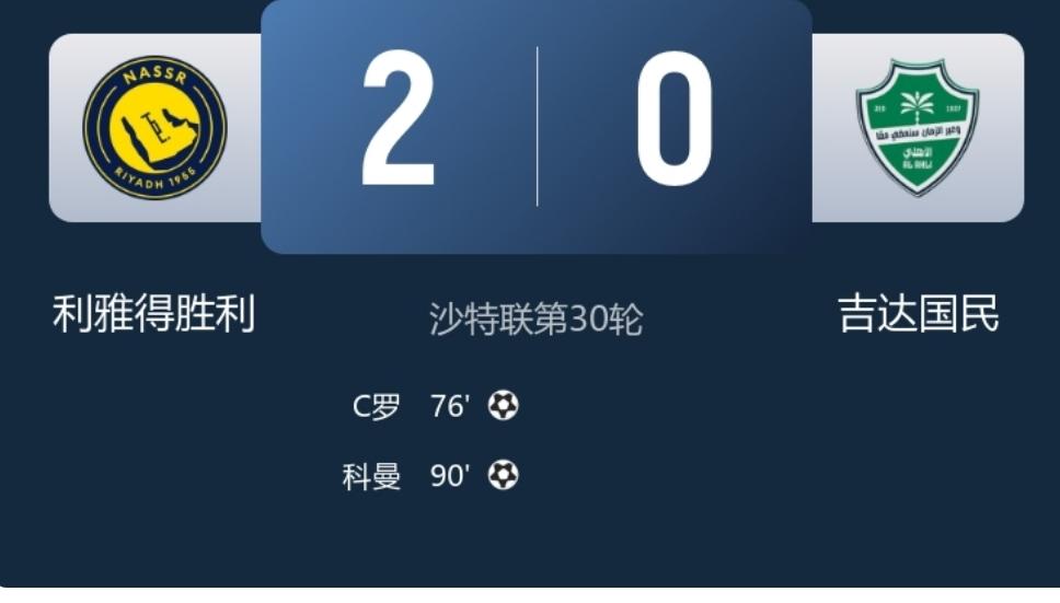职业生涯970球，C罗距离千球大业只有最后30球，沙特联第30轮，利雅得胜利主场