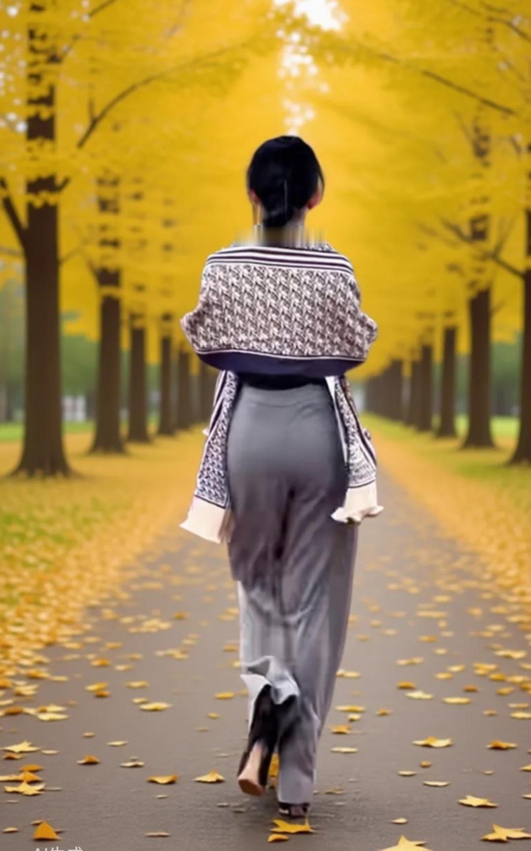 我在银杏树下漫步。