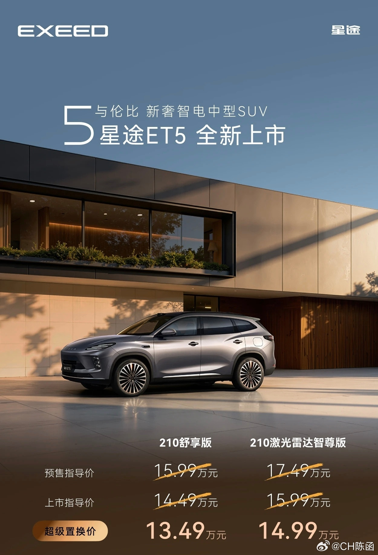 地平线HSD第一车，星途ET5上市了！带HSD的版本14.99万起，软件终身免费