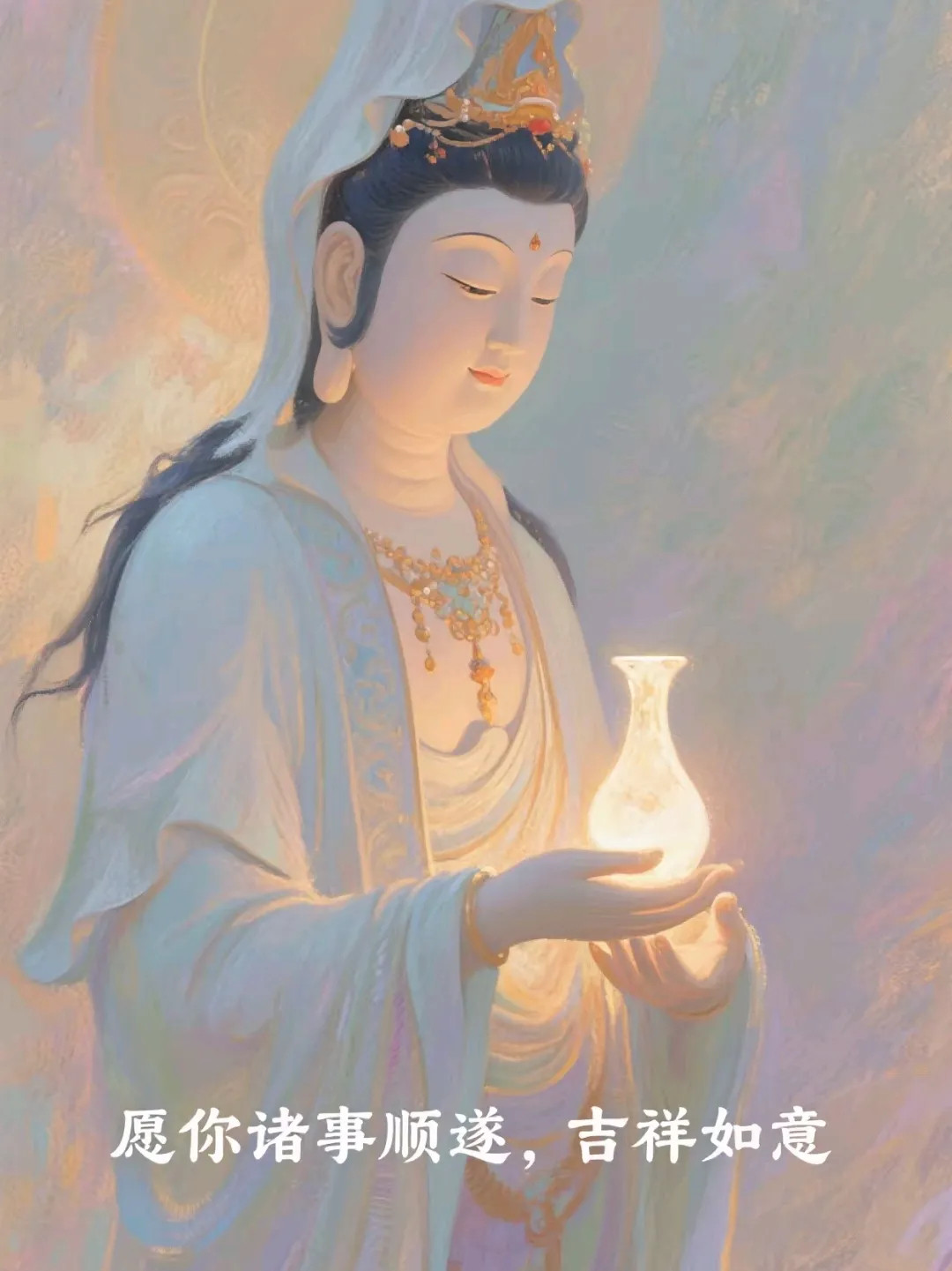 真‮祈心‬愿每一‮家个‬庭，‮能都‬笼罩在观音菩萨‮慈的‬悲庇‮下佑‬，静‮岁享