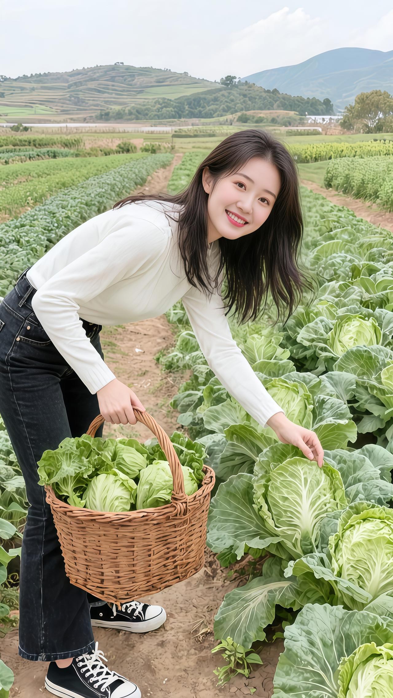 农村姑娘田园生活乐趣多美丽的乡村风景穿搭