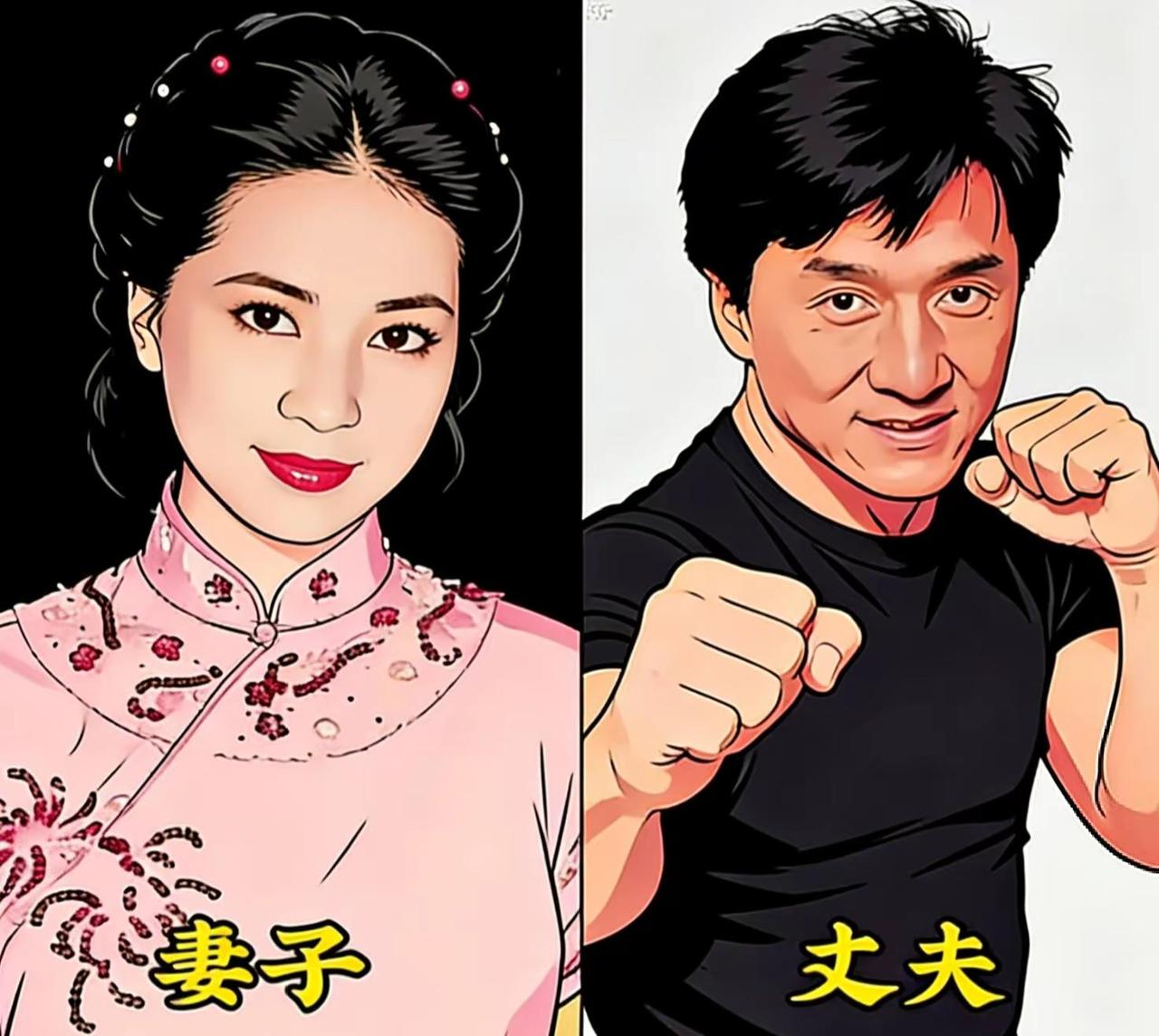 武打明星颜值对比。明星手绘画漫画