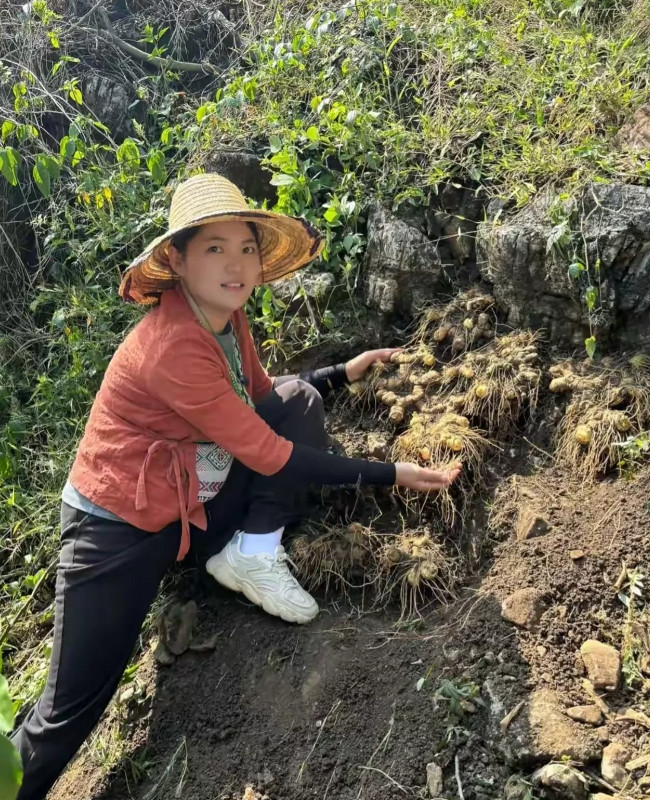 广西，有一位老人在山上放牛，在大山上偶遇一位年轻的女子，这名女子正在拿着农具在地