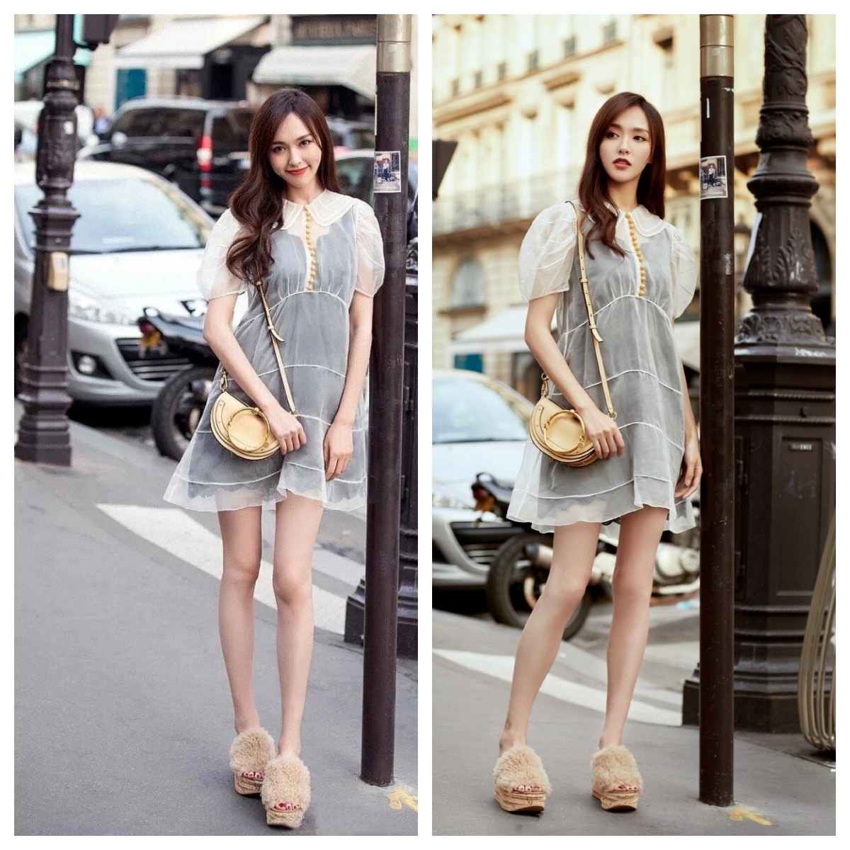 唐嫣姐姐，这腿让人好生羡慕，穿搭起来真好看。唐嫣