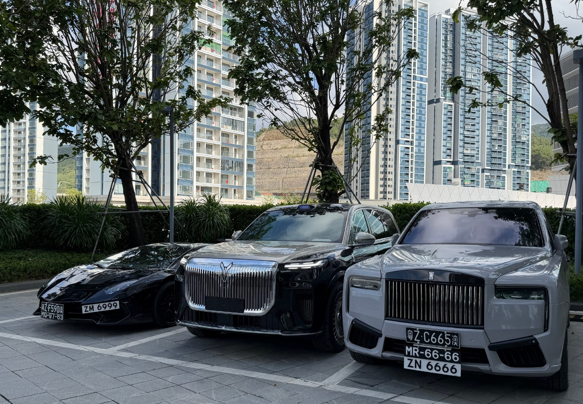 岚图泰山和劳斯莱斯库里南同框，有一说一，泰山的前脸真很霸气精致，不输库里南？​