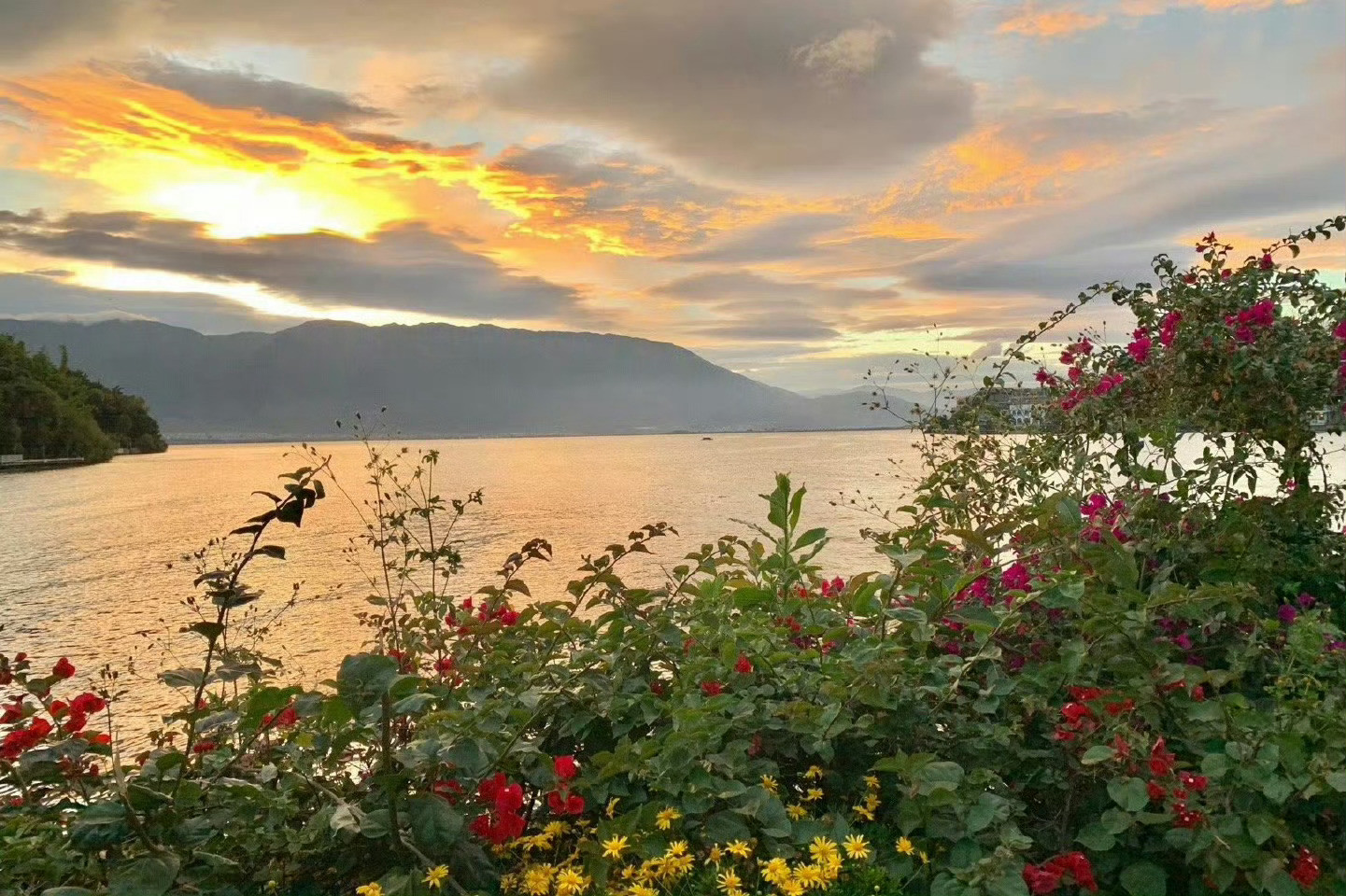 “春暖花开·落日余晖”，洱海傍晚依然那么美