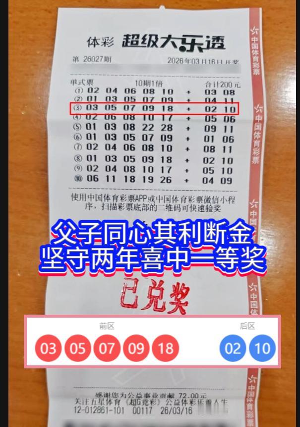 父子守号两年中562万大乐透，幸运藏在长期坚持里。4月7日，上海浦东新区一对