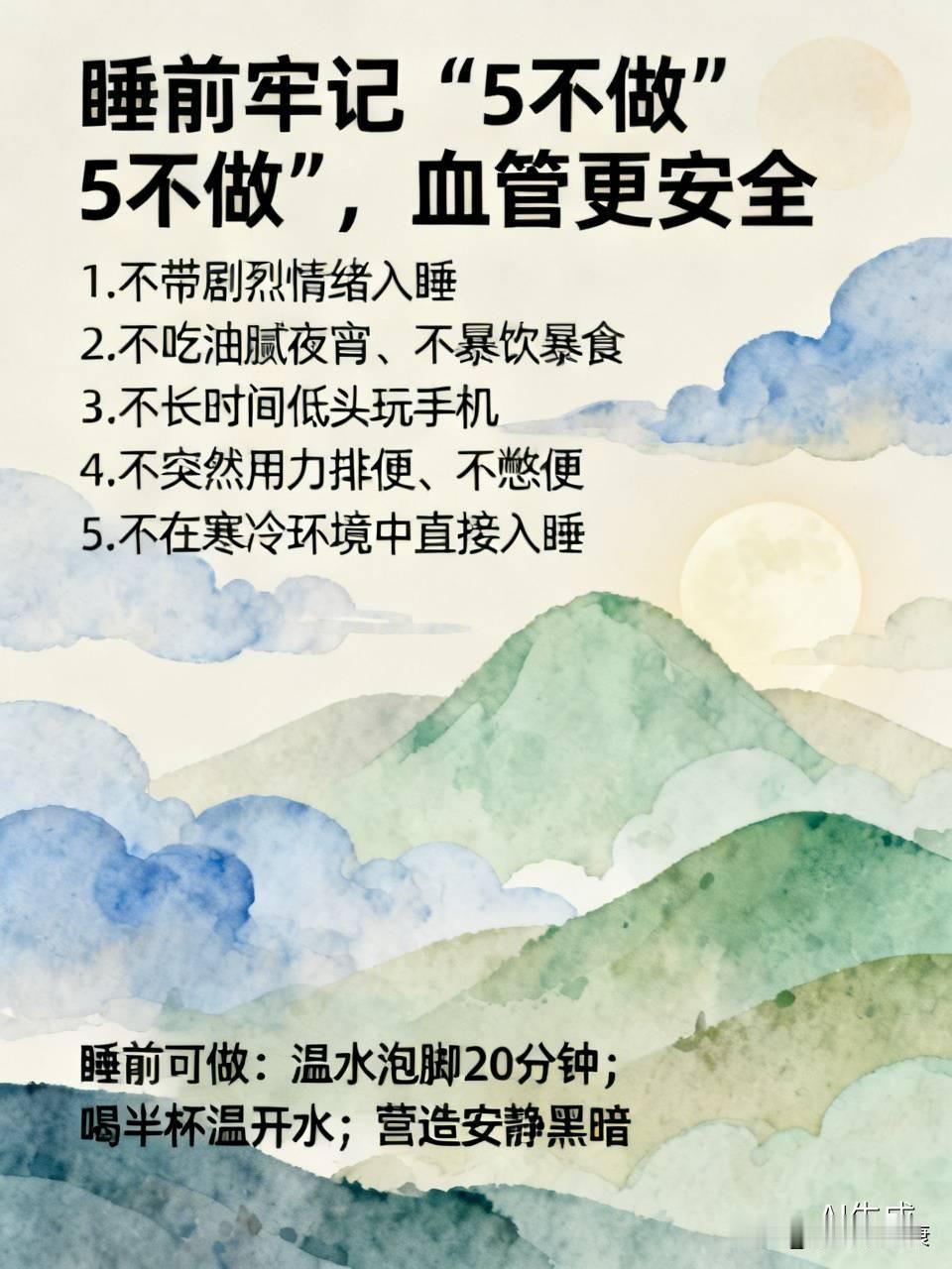 查出脑梗的人越来越多！睡前牢记“5不做”，血管更安全。1、不带剧烈情绪入睡：