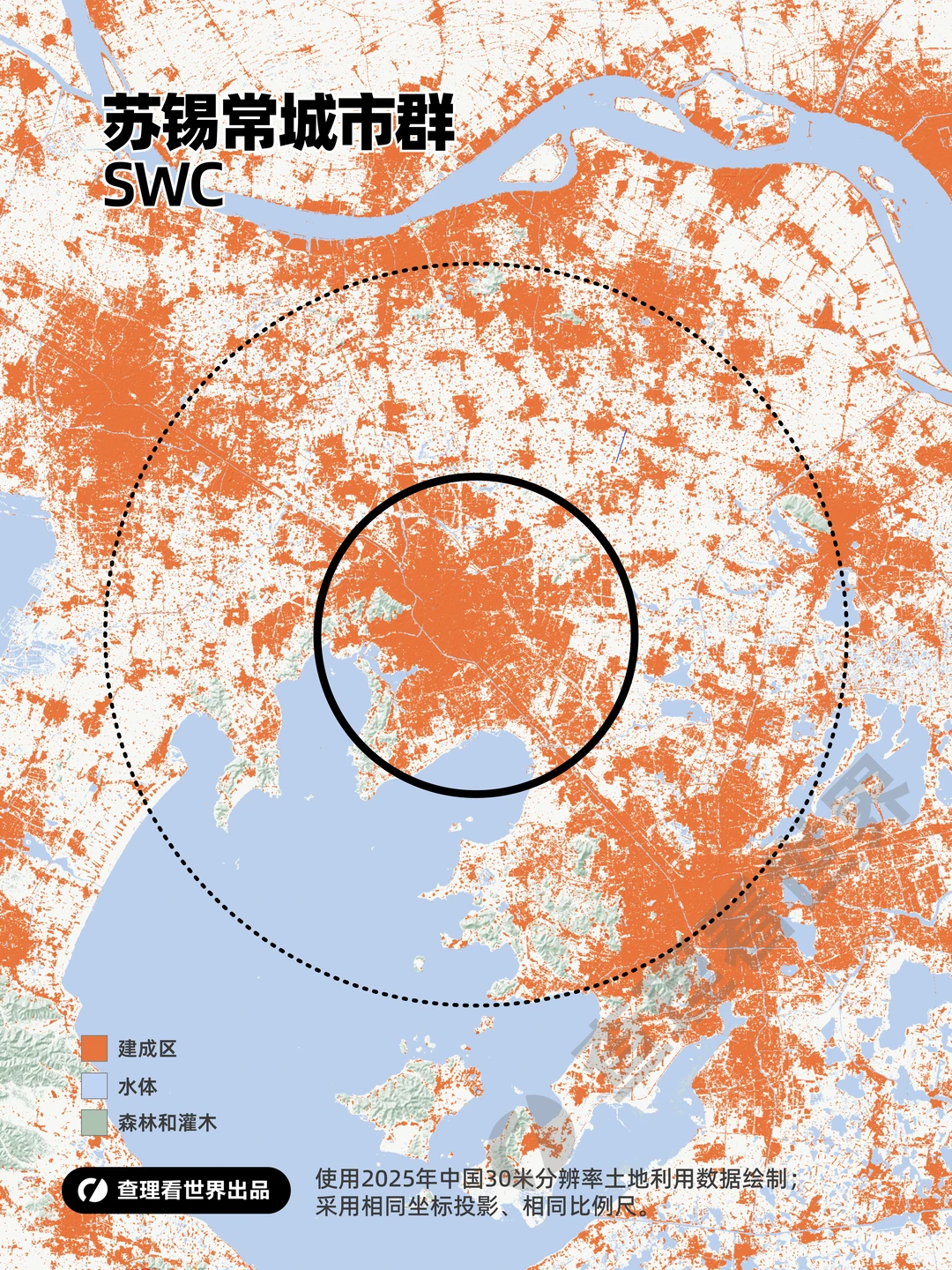 苏锡常与上海建成区规模对比