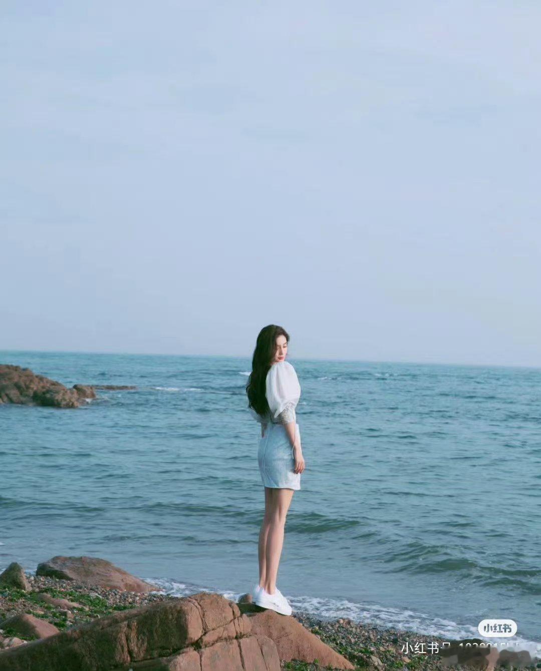 angelababy马尔代夫游客照|angelababy好有感觉，海景配美
