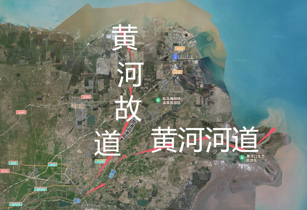 黄河三角洲的造陆能力真强！黄河三角洲有两条河道，有一条是向北的河道，已经基本上
