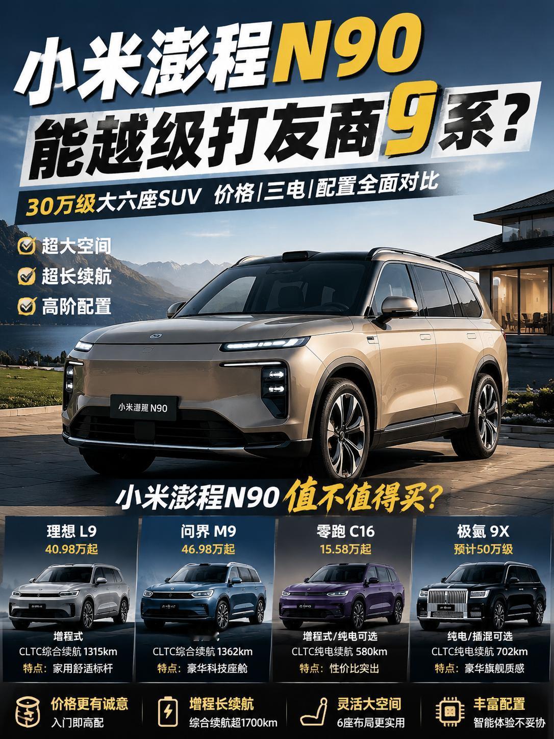 理性买车角度——“N90能不能打9系？关键看价格”小米澎程N90出来之后，很多