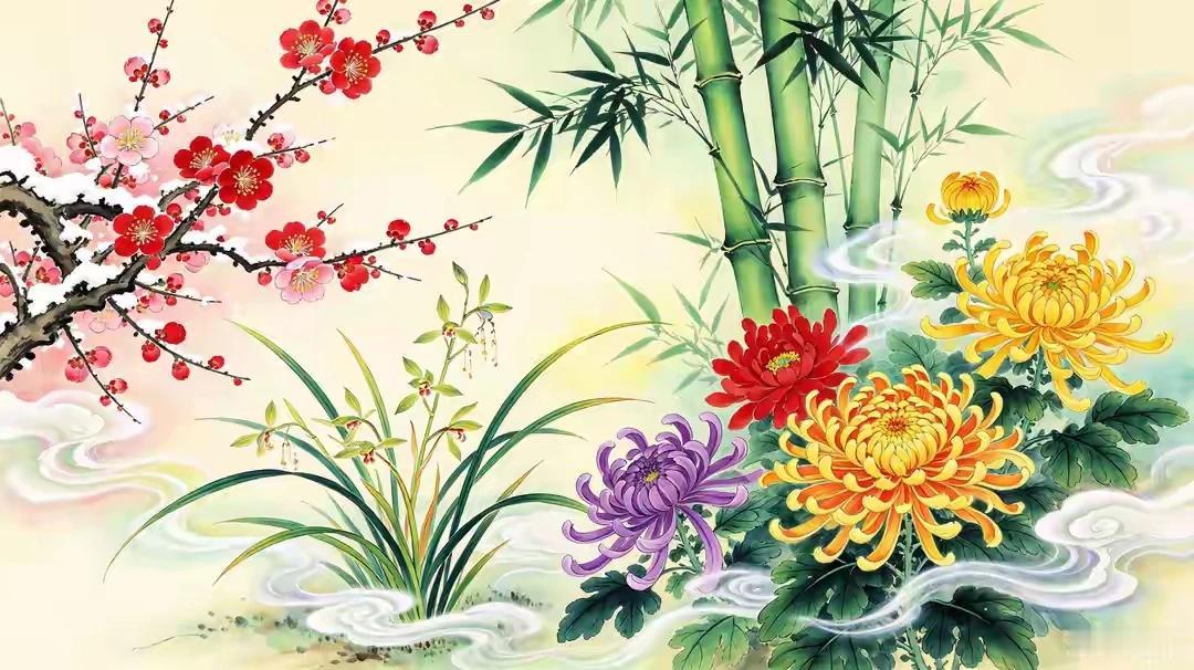 梅兰竹菊蕴含着君子的气质，诗词歌赋流淌着骚客的情意。
