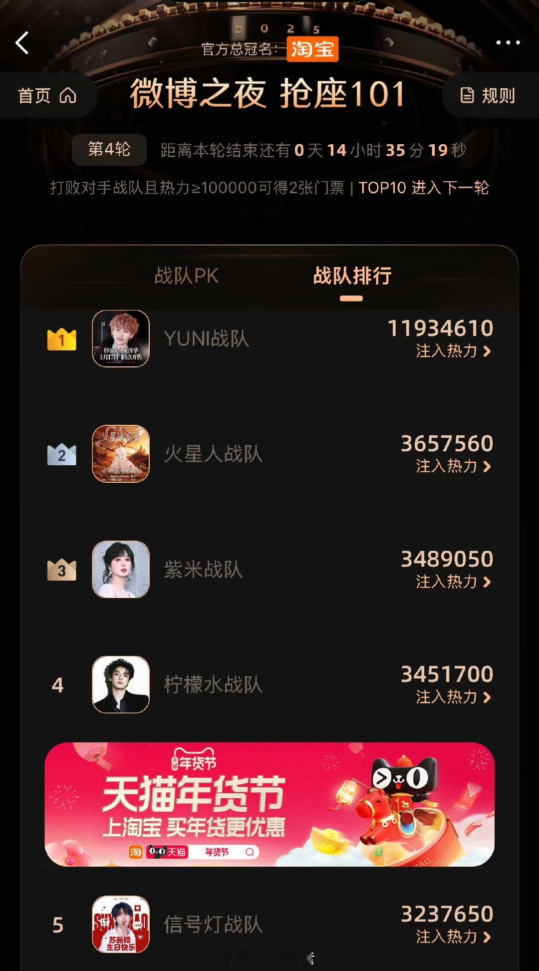 微博之夜目前战队排行95🌸真的很让人失望，连上牌桌的机会都不要，也就迪丽热巴