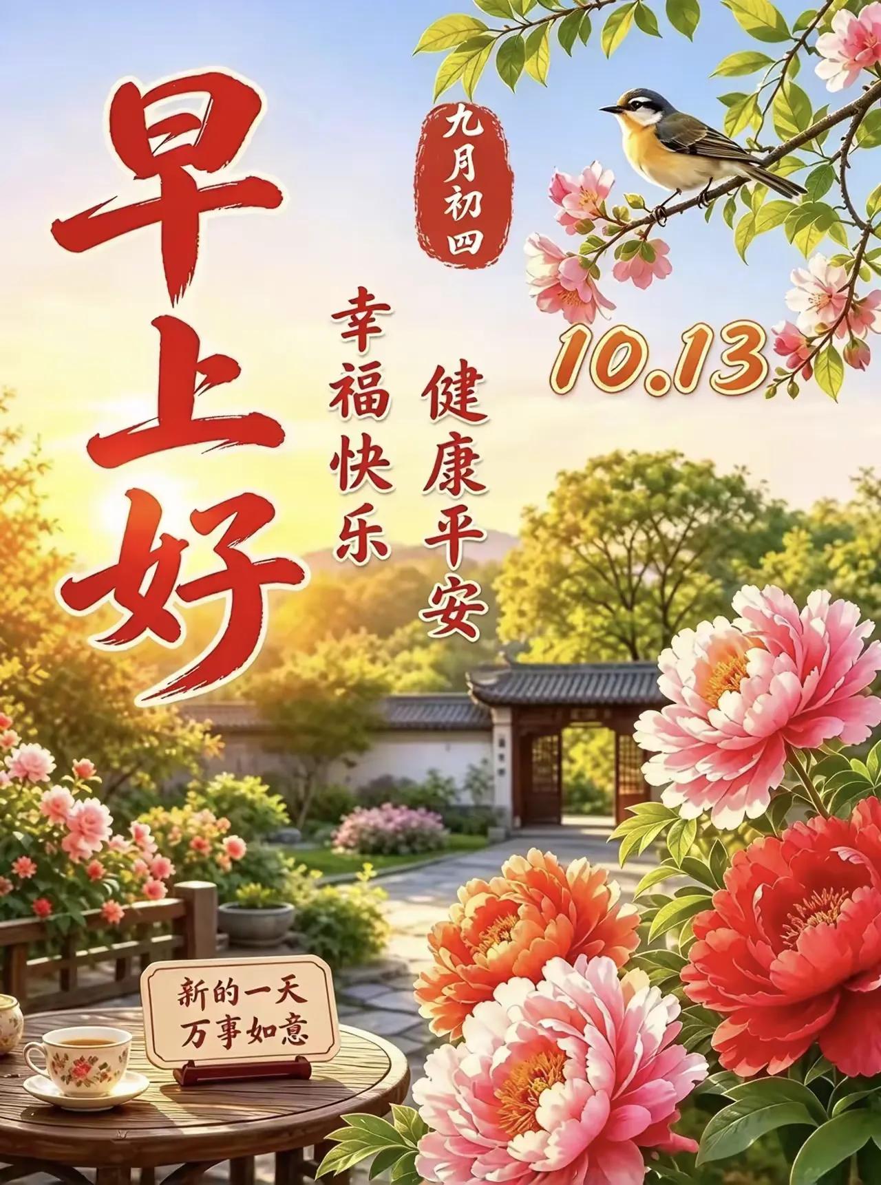 山山黄叶，树树秋色，今天是10月13日，农历九月初四，时光匆匆，转眼间到了深秋，