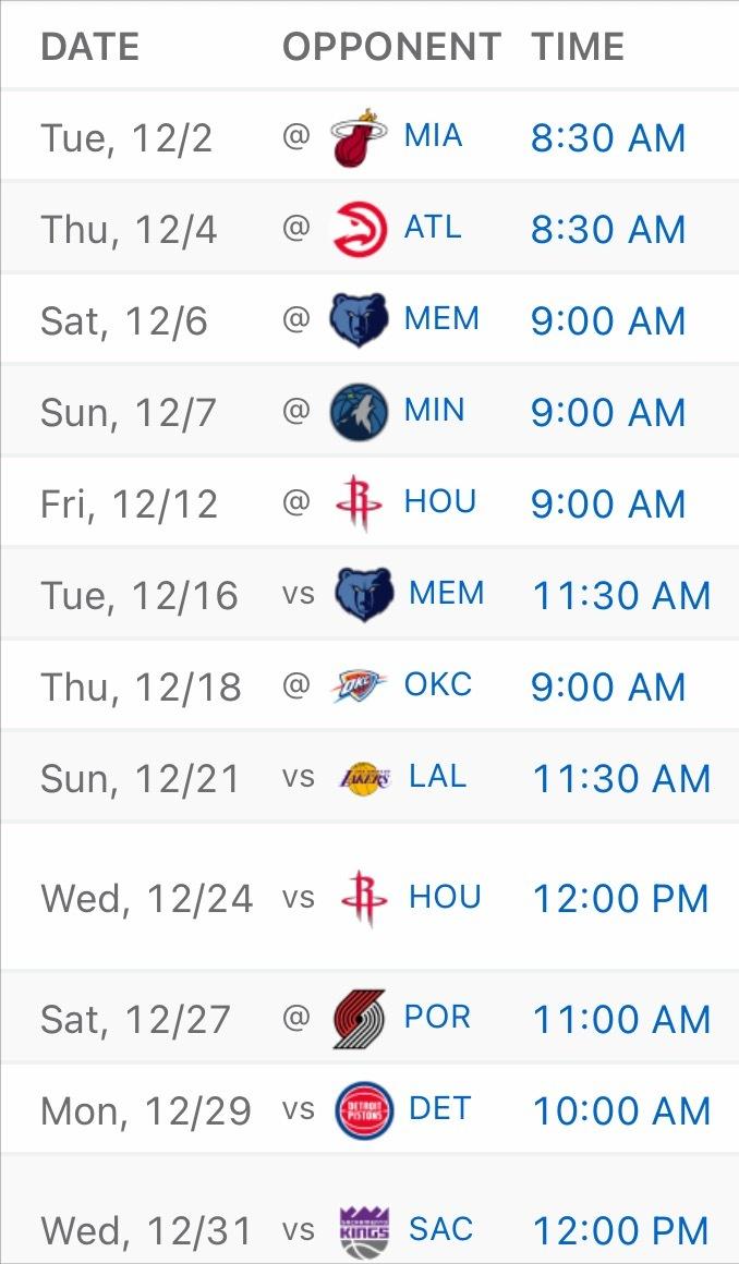 绝望！快船的12月赛程：客场：热火、老鹰、灰熊、森林狼、火箭、雷霆、开拓者