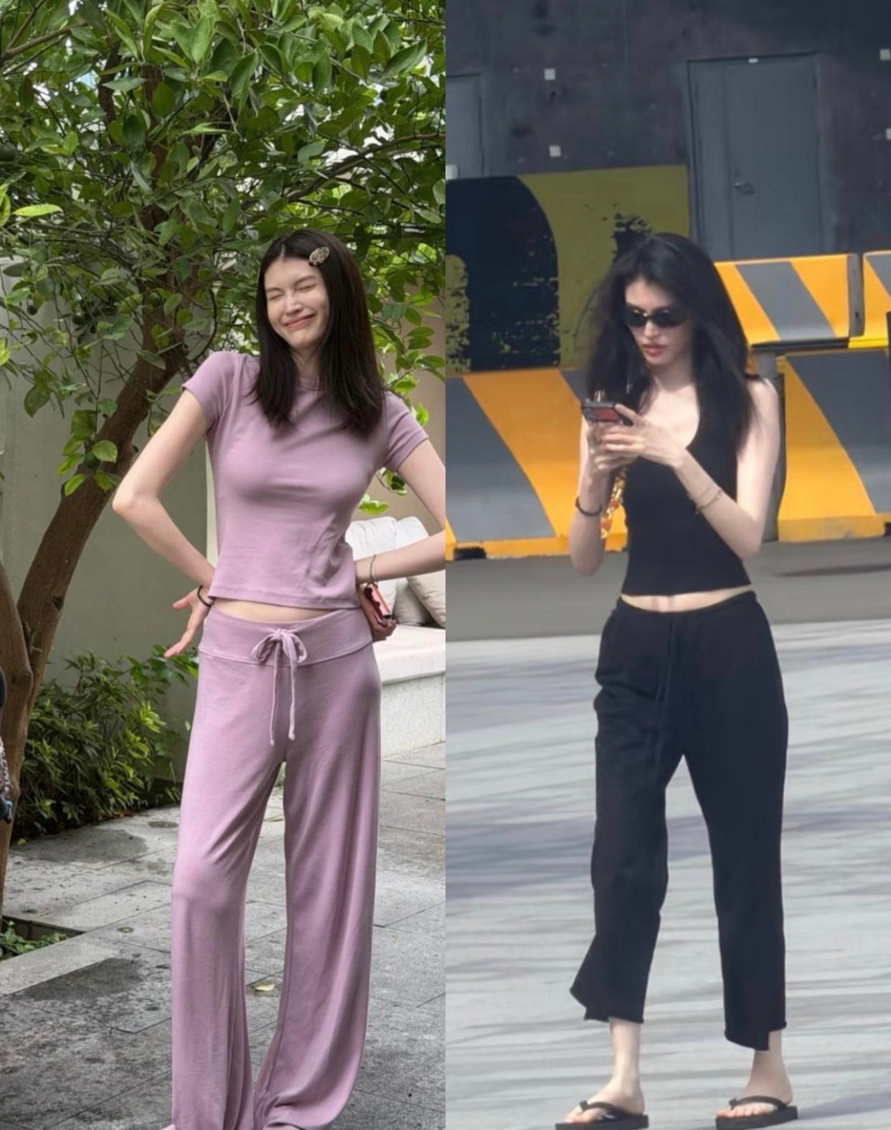 何穗生娃后穿搭“好松弛”！2套穿搭把瑜伽服9分裤穿的高级感满满。上身简...