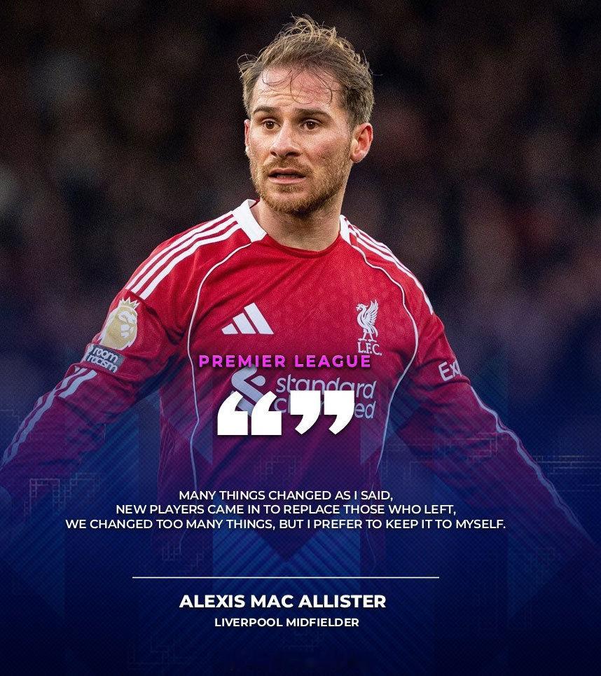 【利物浦英超卫冕无望】利物浦中场麦卡利斯特，本周在接受采访时承认，几乎放弃利物浦