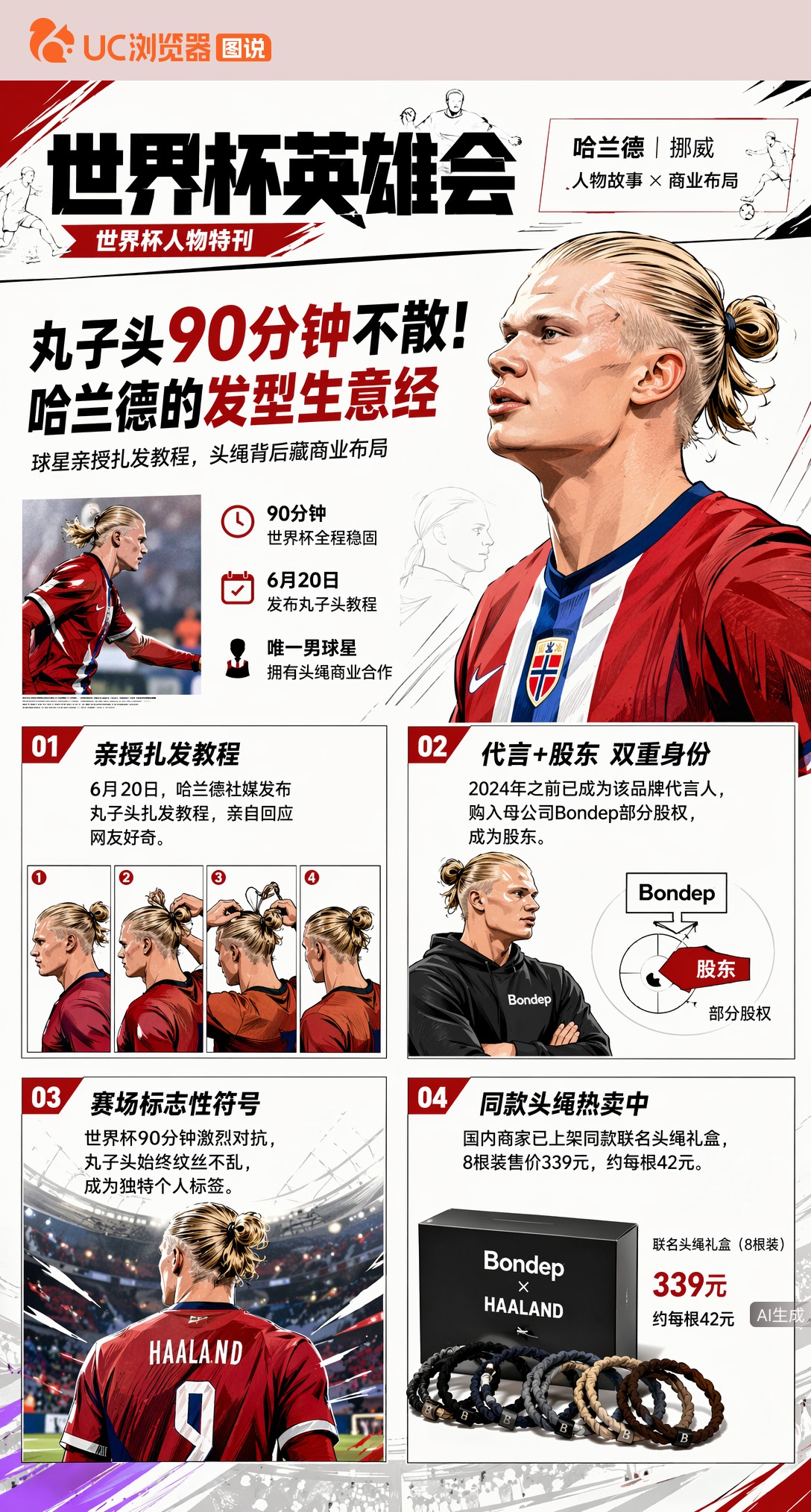 丸子头90分钟不散！哈兰德世界杯发型秘密曝光，竟是股东本人