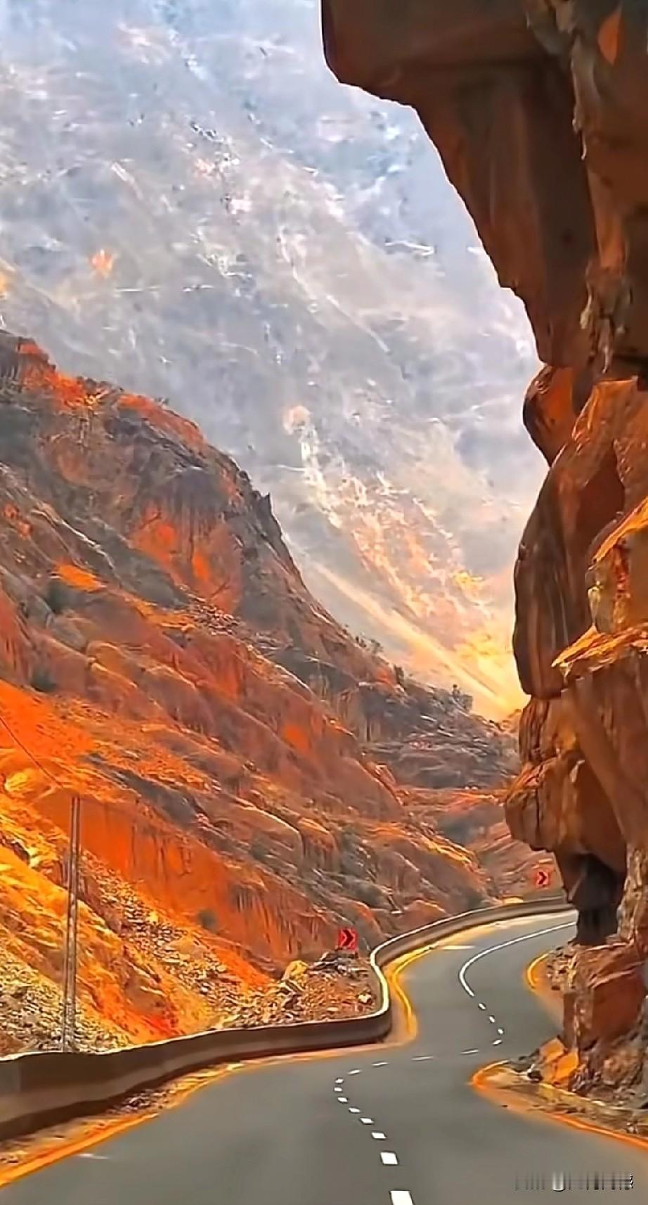 不知道这种美景是如何形成的，世上恐怕也没有这么红的山，就像火焰山的火炭一样，一种