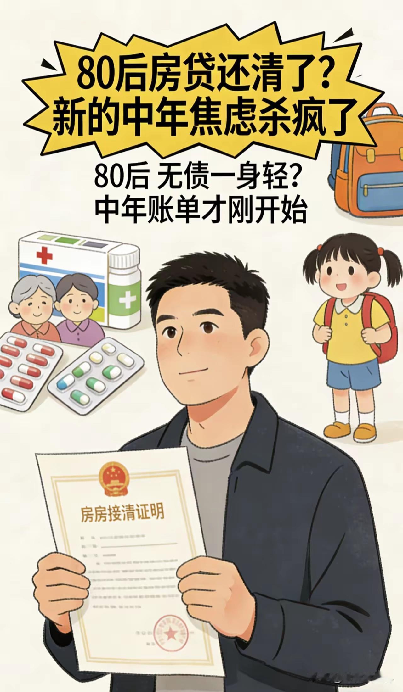 是的，房贷还清了却异常平静。因为人过中年，房贷只是压力之一。房贷是结清了，生活的