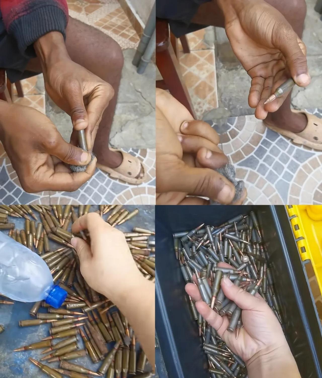 新三年旧三年，擦擦洗洗又三年，子弹多的用不完。非洲民兵的精武强军老传统，从一战开