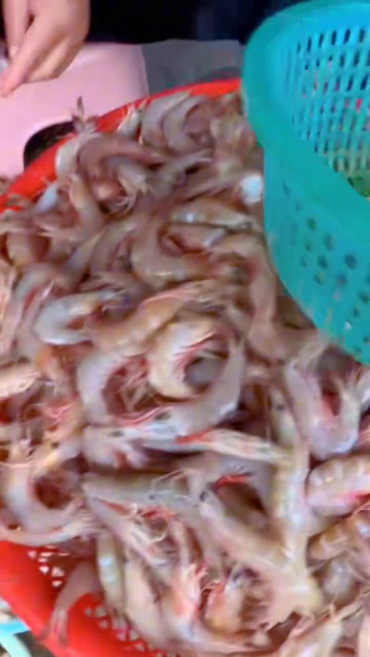 来看看今天这个虾仁，我们自己留了这一袋，又留了一大袋，十几斤每次有就留它，没有办